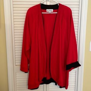 Evan Piccone woman, oversized red cardigan with black accents